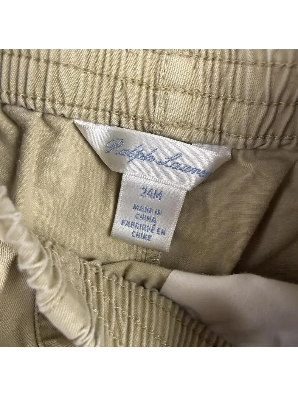 Ralph Lauren Elasltic Waist Shorts Pockets Tan Embroidered Boys 24 Months 570